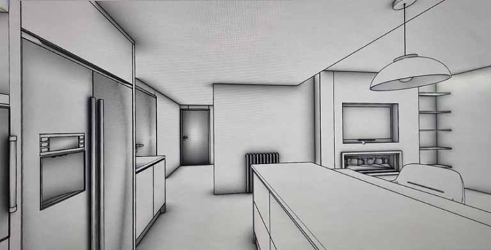 plano cocina salon